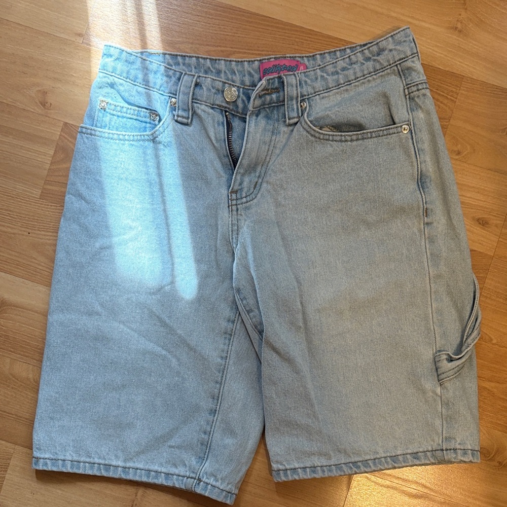 Edikted Light Blue Jean Shorts